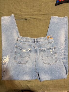 Size 10 Long American Eagle High Rise Baggy Straight Distressed Jeans